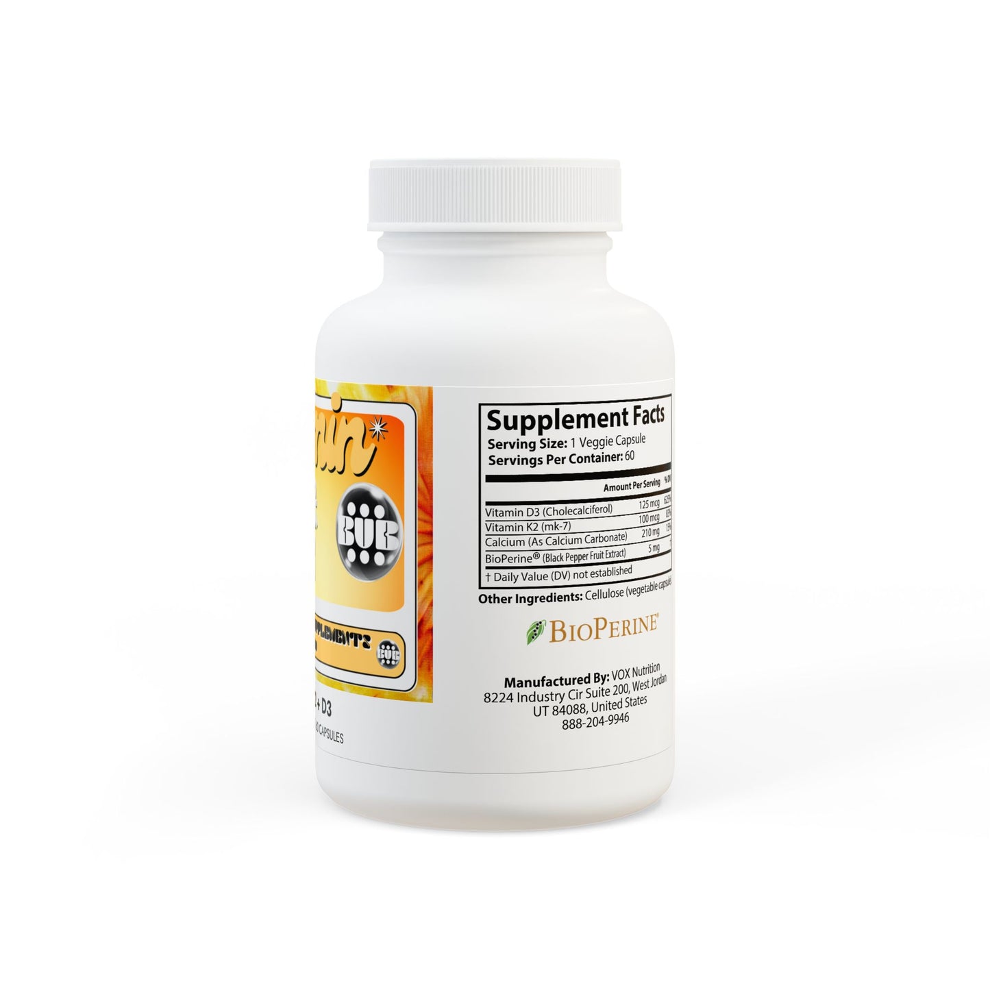 Vitamin K2 + D3 Supplement (60 Capsules)